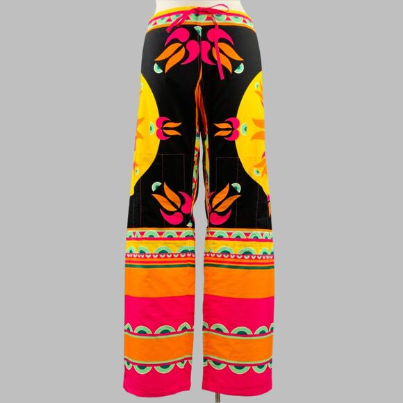 RED VALENTINO Size 12 Multi Color Cotton Print Drawstring Casual Pants - Picture 1 of 7